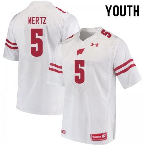 Youth Wisconsin Badgers NCAA #5 Graham Mertz White Authentic Under Armour Stitched College Football Jersey DW31L45LY